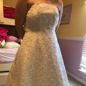 Lace wedding dress from David’s Bridal